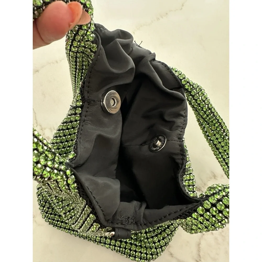 Hand‎ Bag Crystal Bucket In Emerald, Mini Elegant